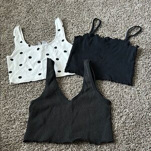 Stylish Black and White Crop Tops Set
